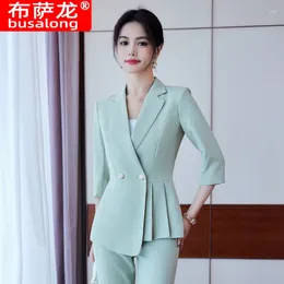 Women's Two Piece Pants High-End Professional Suit Spring And Summer Elegant Style Jacket Jewelry Beauty Salon Front Desk Formal We