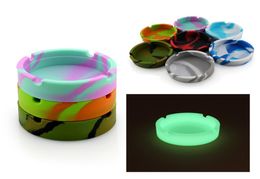 Silicone Noctilucent Ashtrays Soft Portable Pocket Round Ashtray Shatterproof Antiscalding Cigar Ashtray Home Cigarette Holder DB4702429