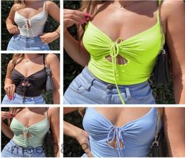 2021 Women Tank Designer Slim Sexy Casual Solid Vest Blouse Sleeveless Summer Crop Shirt Camisoe Hollow Out Backless Short Suspend7518774