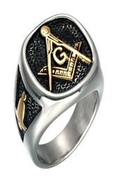 Man039s Seal Ring Stainless Steel mason Signet Ring Masonic for Men Bague Band Silver Rings anillo masonic ring2189865