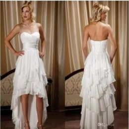 New Arrival Short Front Long Back Sweetheart Chiffon High Low Country Western Wedding Dresses 186b