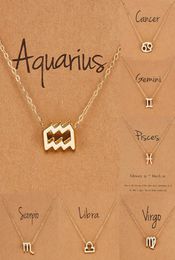 Birthday Gift Gold Plated 12 Zodiac Sign Pendant Wish Card Charm Gold Chain Choker Astrology Necklace Jewellery For Women8967690