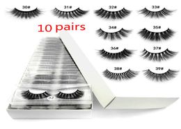 Whole 10 styles 3039 Eyelashes 3d Mink Lashes Natural Mink fake Eyelashes Makeup False lashes 10 pairs epacket6141576