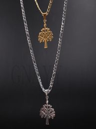 Christmas tree charm pendant 18K IP Gold Plated silver figaro link necklace S steel charm 4mm 24inch Christmas gift to girl242E7213279