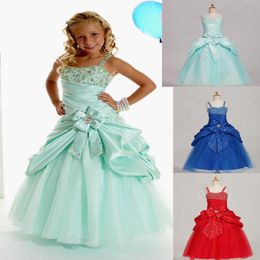 Just Pay Shipping Sweet Green Taffeta Straps Beads Flower Girl Dresses Wedding Girls' Pageant Dresses Size 6 8 10 12 DF50101 3222