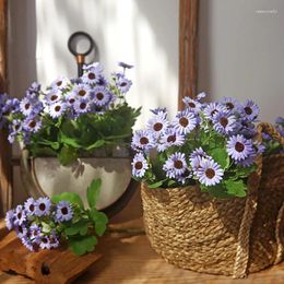 Decorative Flowers 15 Heads Artificial Daisy Flower Silk Faux Chamomile Fake Bouquet For Home Garden Wedding Decoration