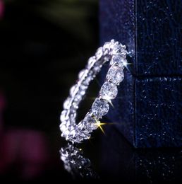 Women Luxury Eternity Wedding Band Ring Princess Cut Cubic Zircon Fashion Female Jewelry Anniversary Gift Full Circle Square CZ Ri3522753