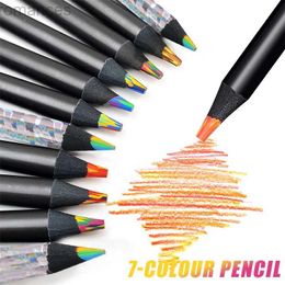 Pencils 12 Rainbow Pencil Kawaii Drawing Pencil Set with Multi Colour Concentrated Gradient Crayon for Children Shcool Stationery Gifts d240510