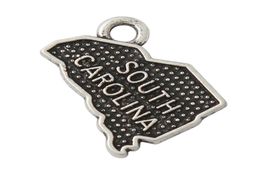 Fashion Alloy Antique Silver Colour South Carolina Shape Map Charms 50pcs Online Whole AAC8109569670