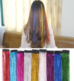 9 Colors Metallic Glitter Tinsel Laser Fibre Hair Colorful Wig Hair Extension Accessories Party Stage Wig Festive Supplies2889018
