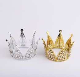 Metal Pearl Happy Birthday Cake Toppers Shining Mini Crown Cake Topper Sweet Party Decoration WeddingEngagement Decor LX38578597845