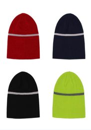 Reflective Beanie Hats for Men and Women Sports Night Running Caps High Visibility Safety Beanie Hats 10pcslot5980238