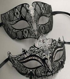 Metal Filigree Rhinestone Venetian Masquerade Couple Mask Pair Ball Event Wedding Party Mask Lot Costume MEN WOMEN4610358