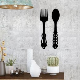 Decorative Figurines Black Fork Spoon Wall Decor Lightweight And Durable Shaped Hanging Sign Easy To Instal Metal Large Kitchen Rustic