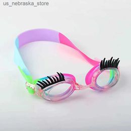 Diving Goggles Eyelash childrens cartoon swimming goggles silicone mermaid waterproof and anti fog mirror high-definition Q240410