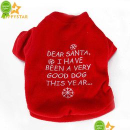 Dog Apparel New Christmas Dog Hoodie Red Winter Pet Hoodies Sweatshirt Jumper Dachshund Puppy Outfit Clothes Cat Supplies Jhb016 Drop Dhhny