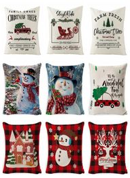 Christmas Pillow Covers Linen Throw Pillow Case Square Sofa Decorative Pillow Cushion Cover Xmas Pillowcase Home Decor 37 Designs 8811199