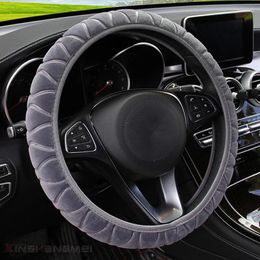 Steering Wheel Covers 37-39cm Universal Cover Soft Warm Plush For Winter Car Interior Parts