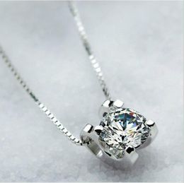 Brand Jewellery White Sapphire Stone Cubic Zirconia Pendant 925 Silver Necklace for Women 5154234