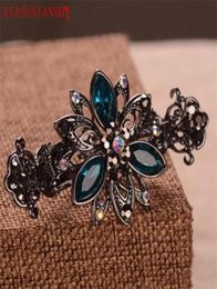 Newest Hair Clips Alloy Hairpins Crab Claw Clip With Crystal Flower Vintage Women Wedding Head band Hair Accessories3246819