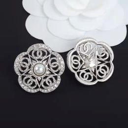 Luxury designer flower earrings ladies pearls diamonds 925 silver needles earring fashion Jewellery 299T