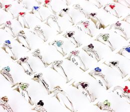 QianBei 50pcs set Whole Mixed Lots Shiny Crystal Rhinestone Rings Kid Children Engagement Wedding Bridal Finger Ring Jewelry232v7680993