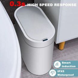 7L Automatic Sensor Trash Can Electronic Smart Household Bathroom Toilet Waterproof Narrow Dustbin Kitchen Induction Garbage Bin 240510
