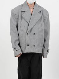 Men's Jackets Dark Avant-Garde Style Clothes Deconstructed Silhouette Short Woollen Suit Jacket Simple Texture Loose