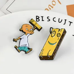 Brooches Creative Cartoon Figurines And Smiling Wooden Board Accessories Personalized Clothing Badges
