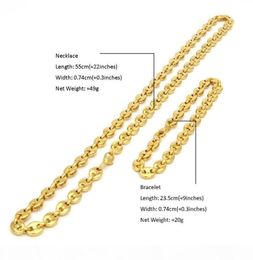 A Bling Stainless Steel Punk Hip Hop Puffed Mariner Link Cable Chain Choker Necklace For Women Men Gold Silver Jewelry Necklaces Y7546755