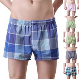 Underpants Mens Plaid Loose Pants Trunks Plus Size Comfortable Breathable Home Pajama Cotton Sexy Men'S Cool