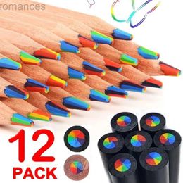 Pencils 12/1 Rainbow Colour Pencil Multi Colour 7-in-1 Pencil Childrens Painting Station Colour Sketching Wood Art Supplies d240510