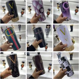 2024SS Designer Tumblers insulated stainless steel double drinking cup classic printing portable balck car cup householdtea coffee insulated cup beer cup gift box