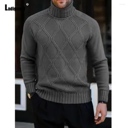 Men's Sweaters Men Casual Retro Turtleneck Basic Pullovers 2024 European Fashion Top Jumpers Ruched Prismatic Knitted Sweater
