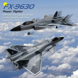 FX9630 RC Plane J20 Fighter Remote Control Airplane Anti-collision Soft Rubber Head Glider with Culvert Design Aircraft RC Toys 240508