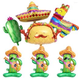 Party Decoration Mexican Carnival Colorful TACO Pancake Burrito Cactus Alpaca Hat Aluminum Film Balloons Tropical Hawaiian