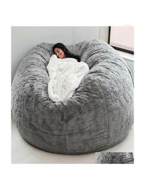 Chair Covers Ers Super Large 7Ft Nt Fur Bean Bag Er Living Room Furniture Big Round Soft Fluffy Faux Beag Lazy Sofa Bed Coat Drop 3599393