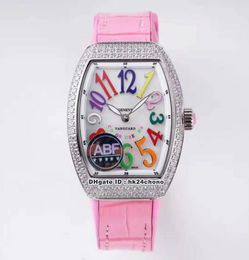 ABF Factory Luxury Watches V 32 SC FO COL DRMVanguard Lady 32mm Rose Gold Diamond ETA Quartz Womens Watch White Dial Rubber Strap Ladies Wristwatches6387599
