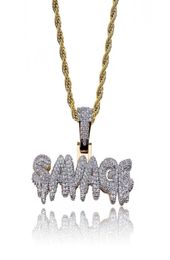 Hip Hop Iced Out Full CZ Stone Gold Colour Plated SAVAGE Pendant Necklace5349266