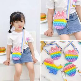 New Rainbow Press Crossbody Zero Wallet for Children and Girls Puzzle Decompression Tool Cute Pinch Joy Shoulder Bag 80% factory wholesale