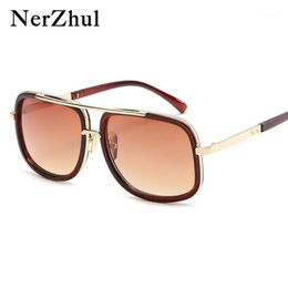 Sunglasses NerZhul Luxury Designer Man Brand Tortoise Brown Ladies Mirror Glasses Men Driving Shades Sun CAAB051 177q