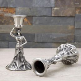 Candle Holders Vintage Egyptian Goddess Statue Sculpture Candlestick Metal Holder Home Decoration Accessories