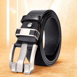 Belts Bison Denim Retro Men's Jeans Alloy Pin Buckle Cowhide Genuine Leather Vintage Waistband Strap Belt For Male And Gift Box
