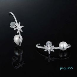 jewelry original snow bundle Pearl Earrings female light luxury minority meteor Earrings 925 Sterling