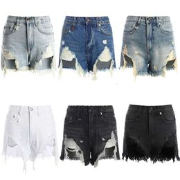 Designer Womens Shorts High Quality Jeans Denim Shorts High-Waisted Ripped Retro Casual Raw Hem Skinny Jeans 25-30 Size 36