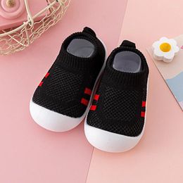 First Walkers Summer Kids Stripes Simple Fashion Boys And Girls Baby Mesh Breathable Comfortable Knitted Non-slip Toddler Shoes Casual