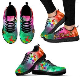 Casual Shoes INSTANTARTS Colorful Gradient Color Autism Awareness Sign Language Design Brand Fashion Graffiti Palm Print