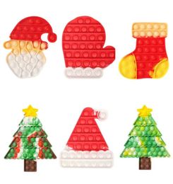 SD004 Favour Puzzle Toy Push Finger Sensory Bubble Christmas Hat Tree Glove Kids Anxiety Stress Reliever Desktop Educational Toys Gift 120pcs3605896
