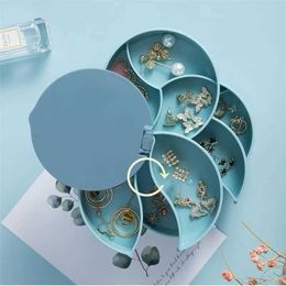 Jewellery Boxes 1pc Blue/Pink Jewellery Stand Holder Display Tray Jewellery Storage Box Multilayer Rotating Plastic Stand Earring Ring Box Cosmetics