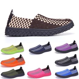 Free Shipping Men Women Running Shoes Anti-Slip Breathable Slip-On Solid Flat Blue Pink Black Green Brown Mens Trainers Sport Sneakers GAI